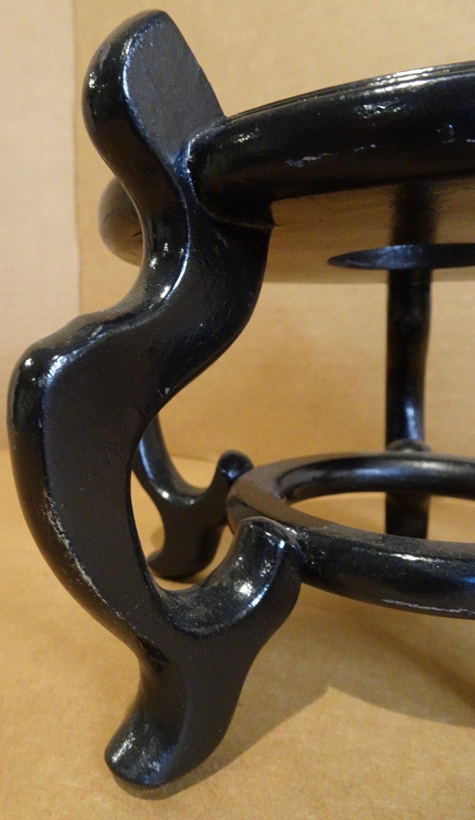 Asian Wood Stand 5 Leg Carved Pedestal Holds pot 5.5″ Diameter
