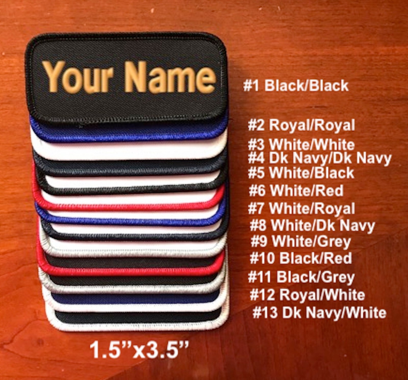 IRON-ON Custom Embroidered Name Patch, Name Tag,Name Badge Rectangular 1.5″x3.5″