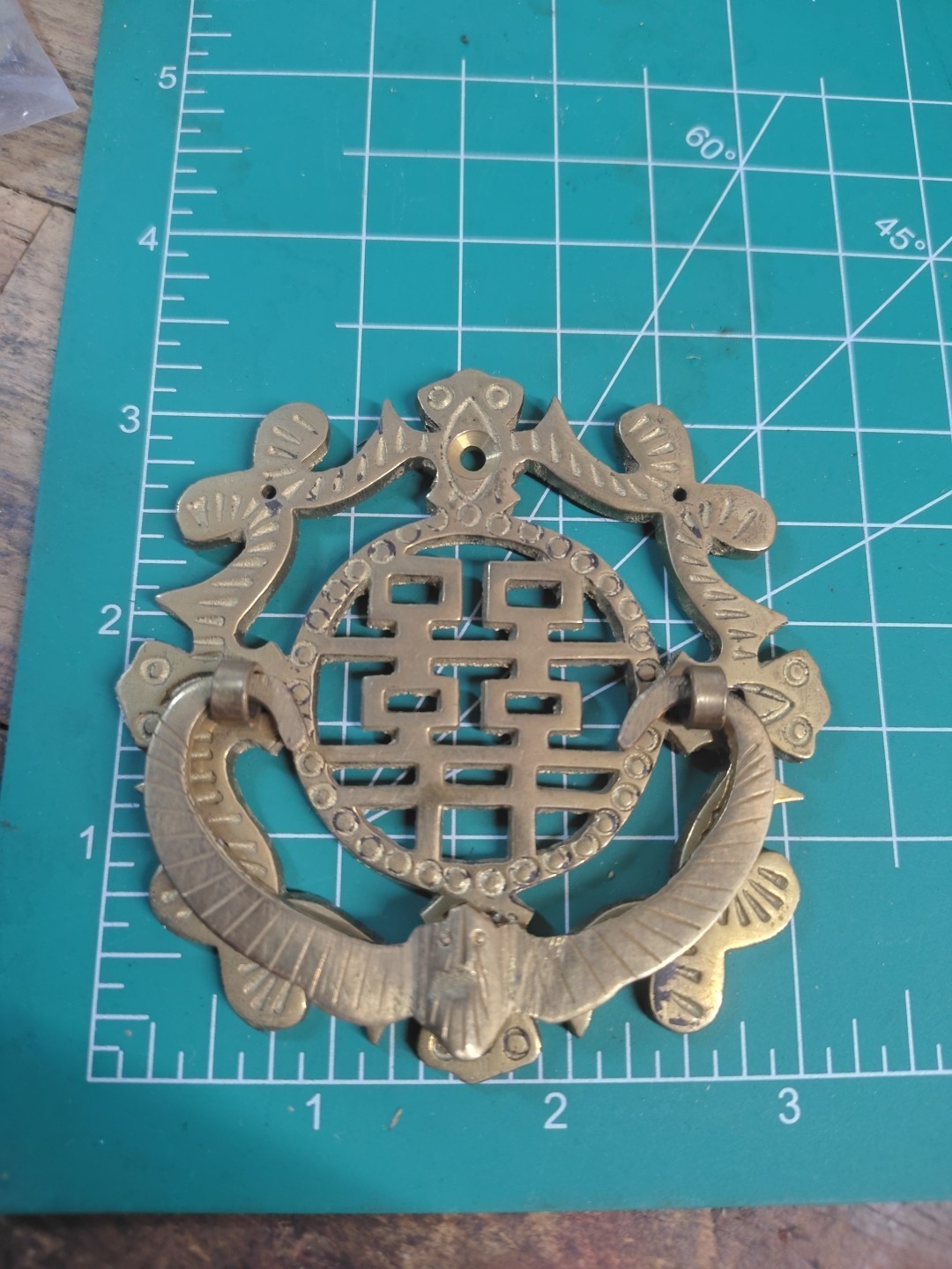 Pair Of Antique/Vintage Asian Door Knocker Handle Pull Solid Brass 3.25″