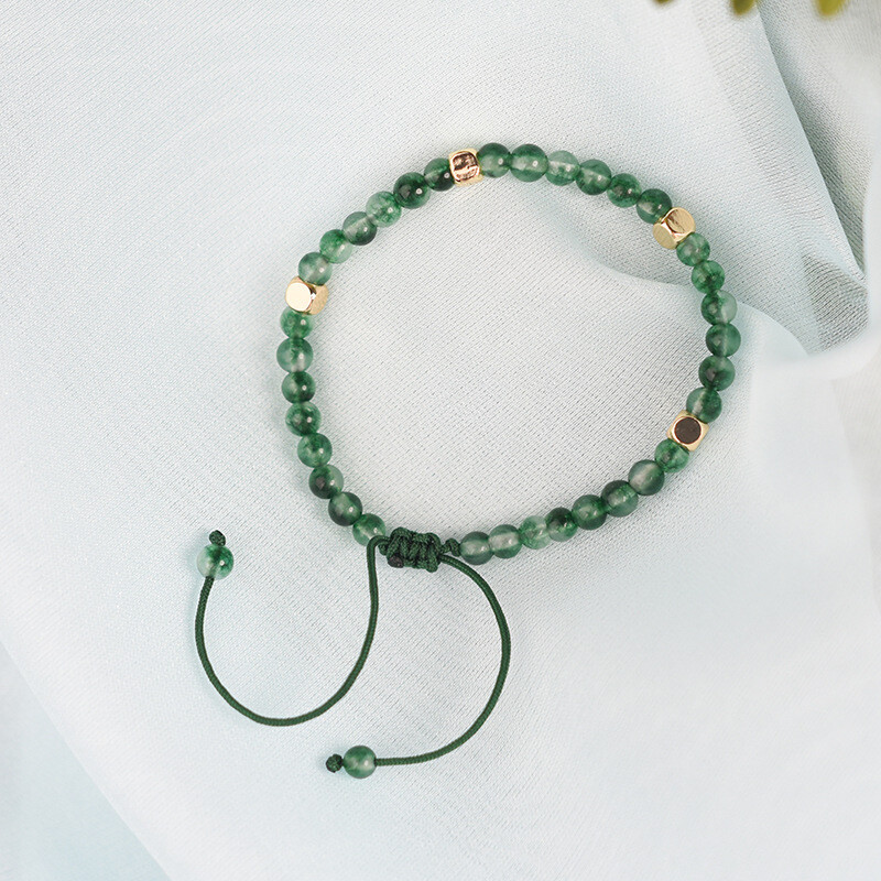Chinese Green Agate/Jade Line/Alloy Ethnic Style Vogue Hand Chain Bracelet