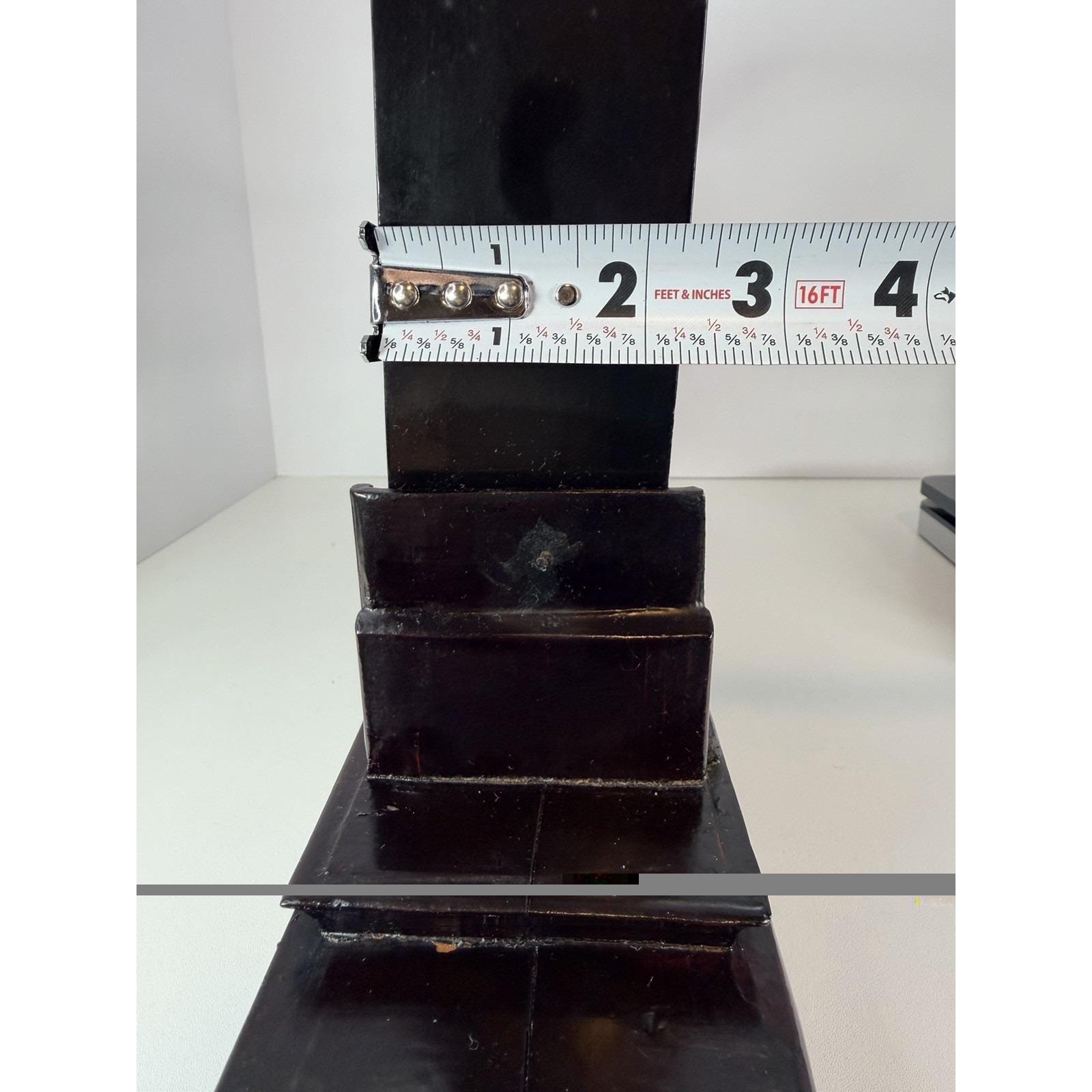 Vintage San You Chinese Cork Diorama Glass Case Black Wood Plinth 19.5×10″x3.5″