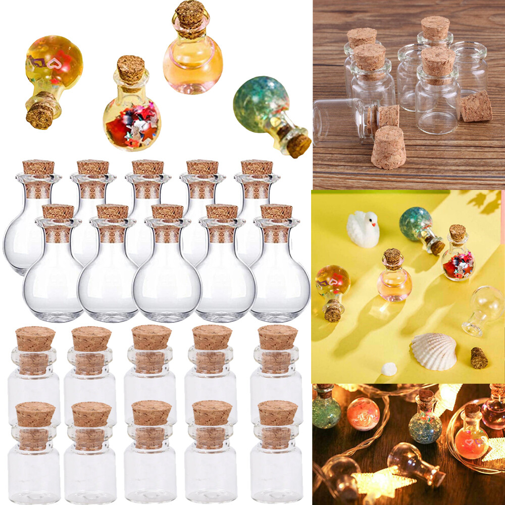 Wholesale Small Bottles Clear Cork Vials Glass Bottles Wishing Bottle 20-400pcs