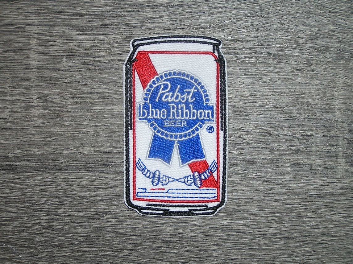 Pabst Blue Ribbon PBR Beer Can Embroidered Iron On Patch 2″ x 3.5″