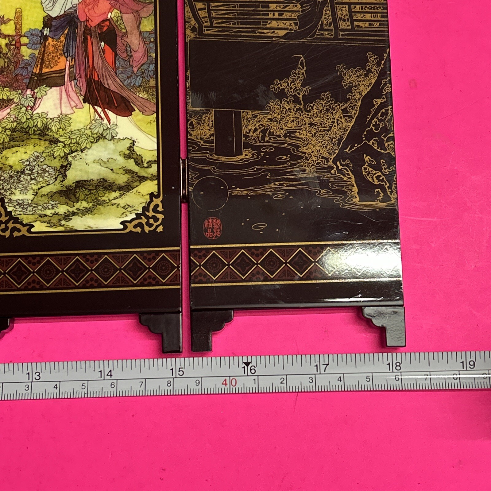 Chinese Table Top 6 Panel Folding Screen Decor Mini screens-Qiong Lou Qing Yun