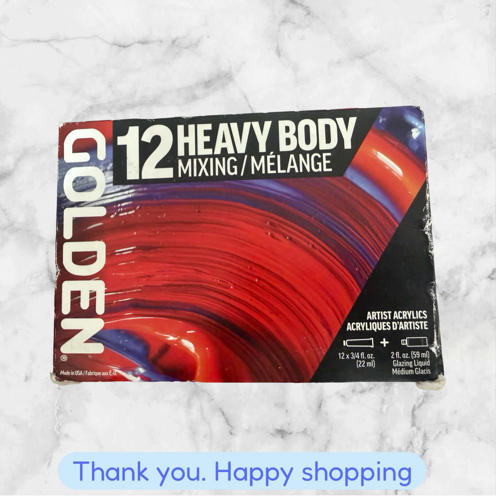 Golden Heavy Body Artist Acrylic Set Mixing Set of 12 with Gloss Glazing Liquidd