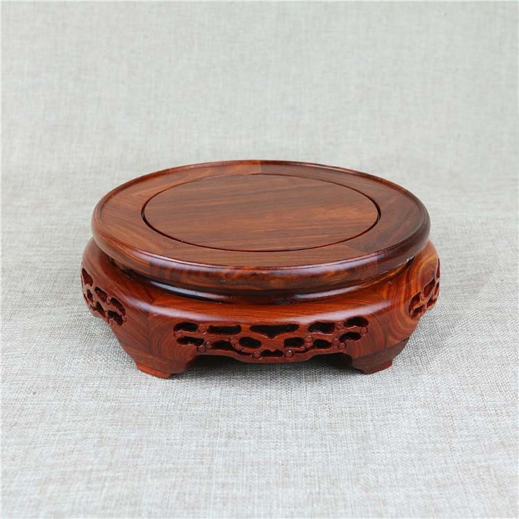 Rosewood pedestal solid wood round Base Display stand For vase statue 4.6 inch