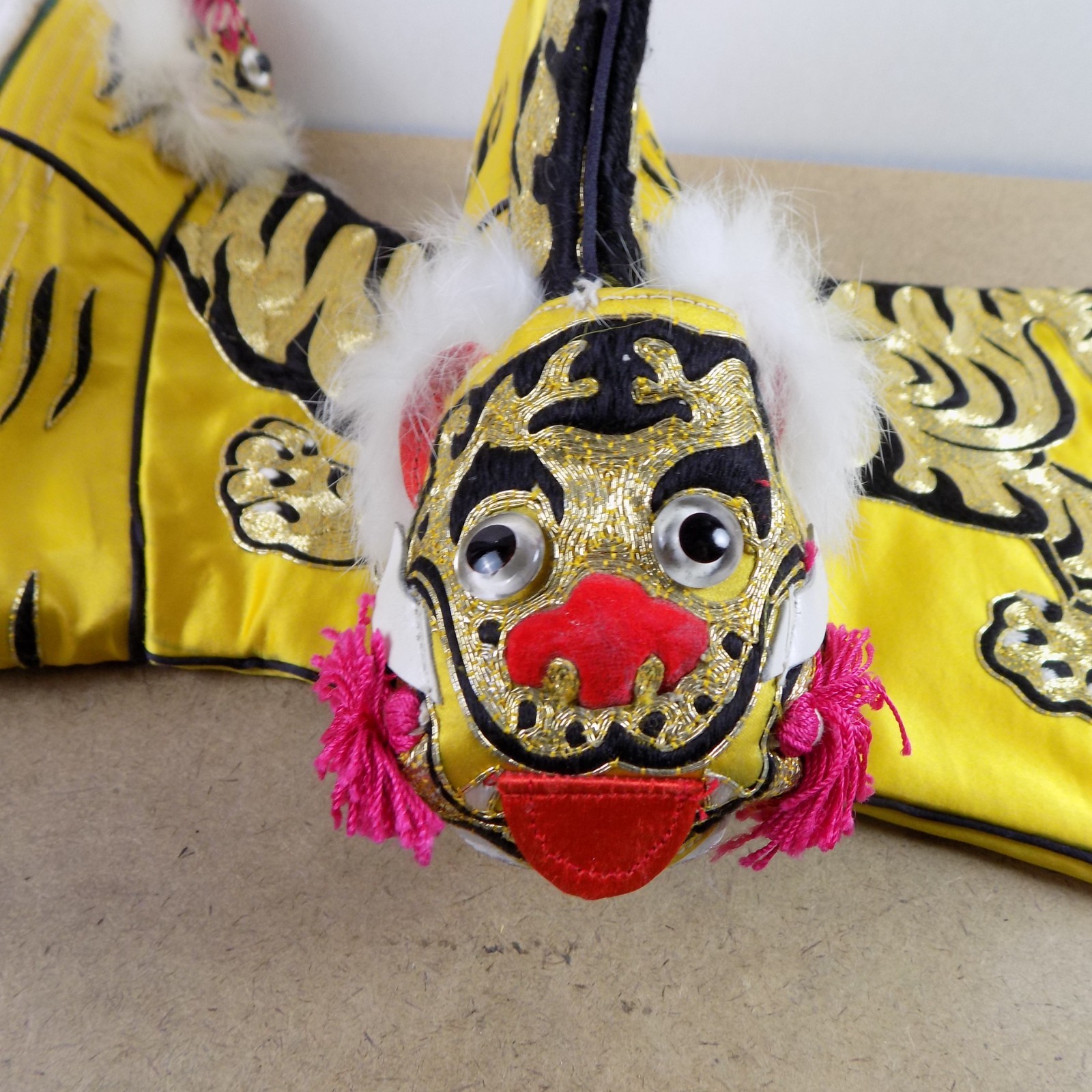 Pair of Vintage Chinese Opera Theater Tiger Shoes Boots 10.5″ x 3.25″ x 16″ VGC