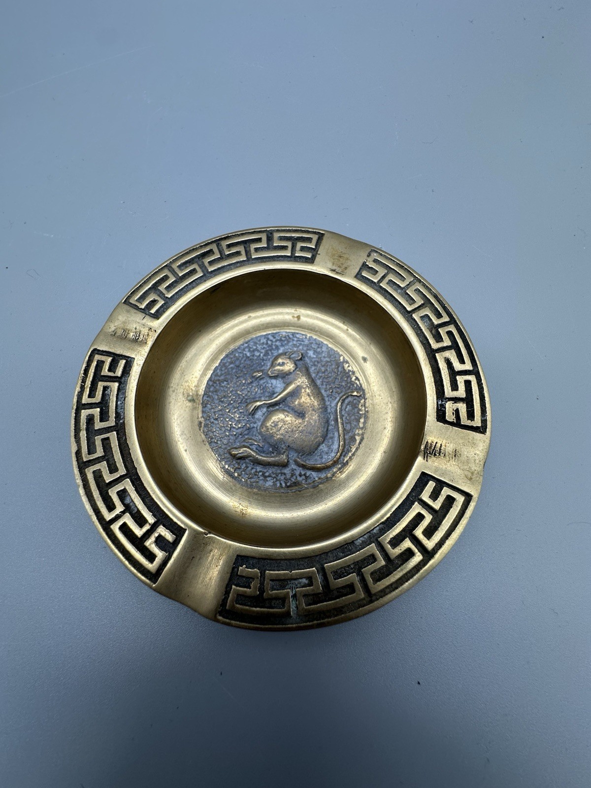 Brass Chinese Zodiac Ashtrays -Rabbit, Snake, Rat Set Of 3 -vintage