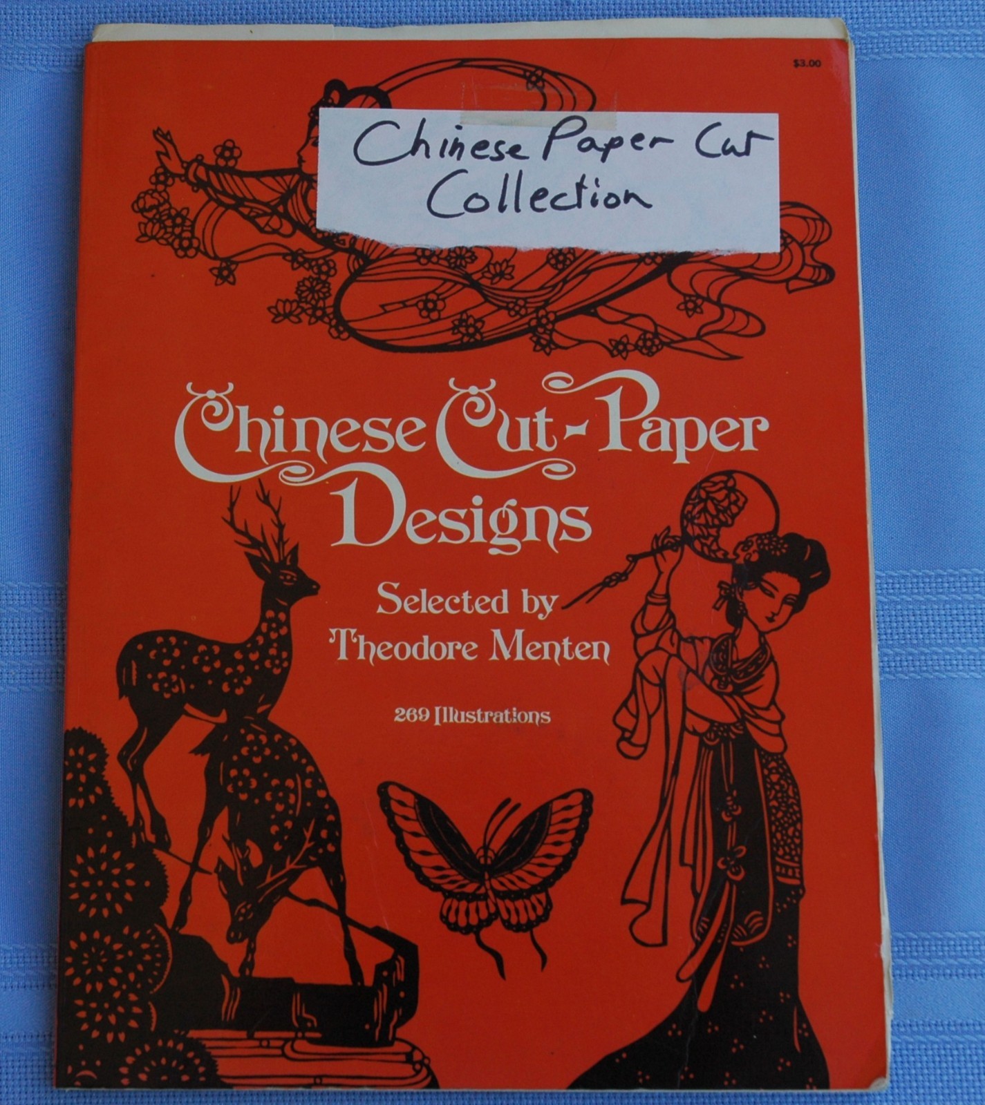 Vintage Lot of about 70 Chinese Paper Cuts in Plastic Protector Sheets Plus Book