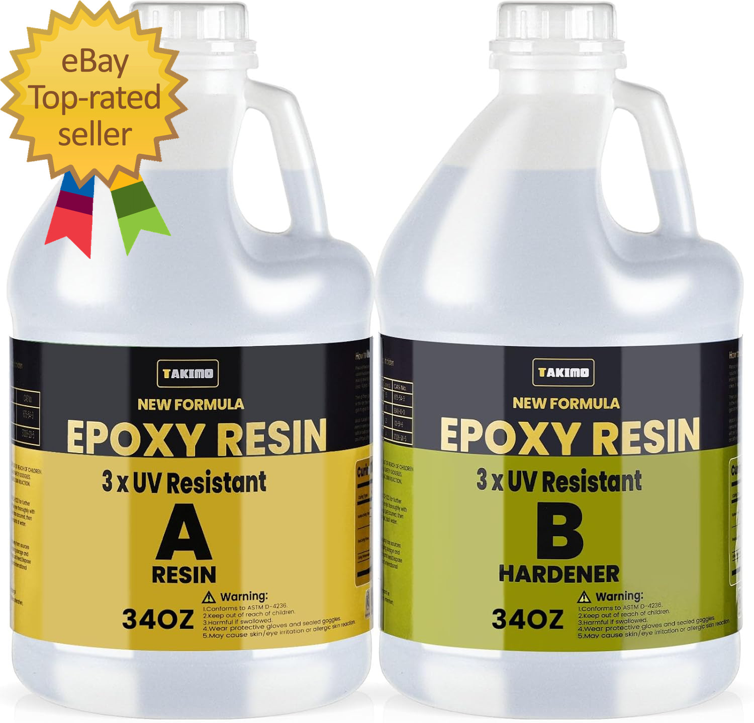 68OZ 3×UV Resistant Resin Kit No Bubble & Crystal Clear Epoxy Resin for Coating