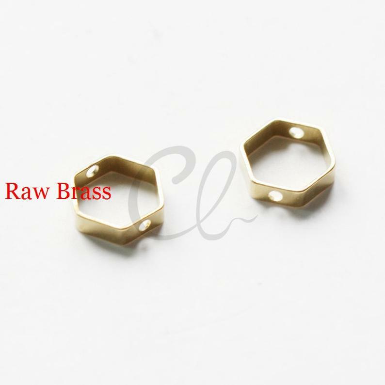 40 Pieces Raw Brass Hexagon Charm-Bead Frame-Spacer 8×2.2mm (CW-1897C-T-305)