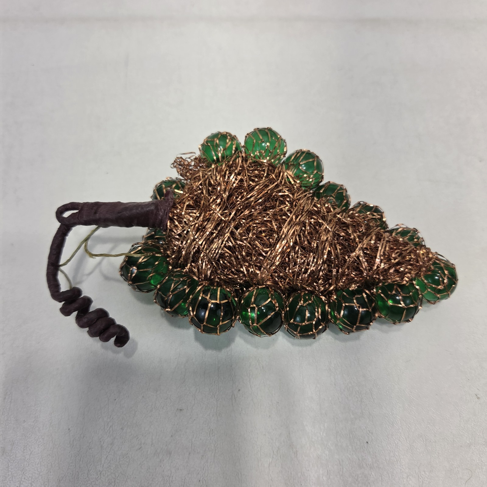 Vintage Marble Jade Agate Stone Grapes And Glass With Copper Grapes Green