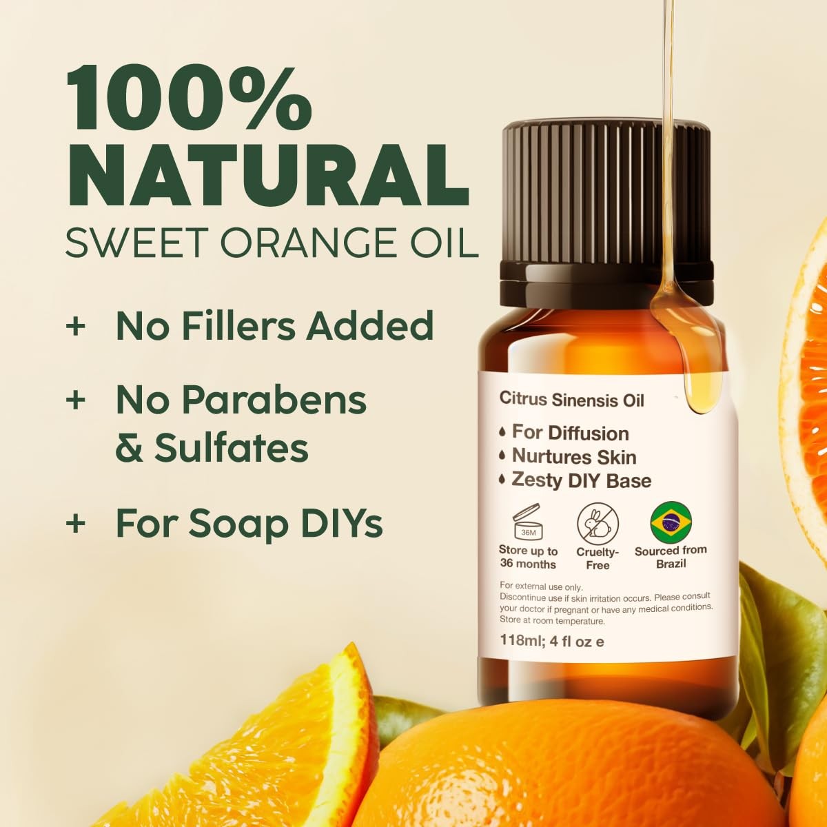 100% Pure Sweet Orange Oil – 0.34 Fl Oz (Pack of 1)