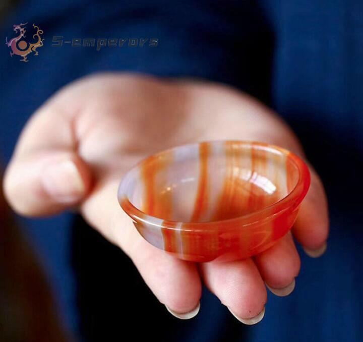Chinese Antique Natural Carnelian Red Agate Jade Bowl Tea Cup Kung Fu Tea Bowl