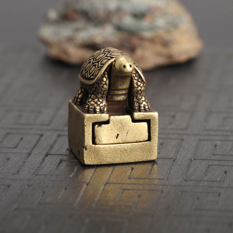 Chinese old Antique Collectible Bronze Recruit money turtle seal statue