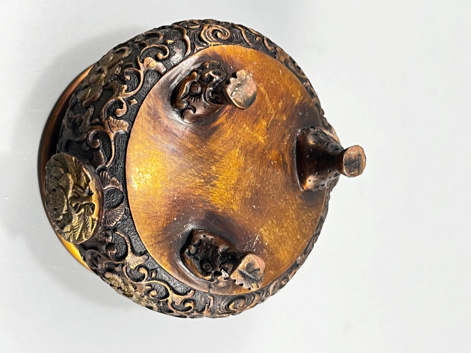 Antique Chinese Metal Bronze Brass Foo Dog Lion Ornate Incense Burner
