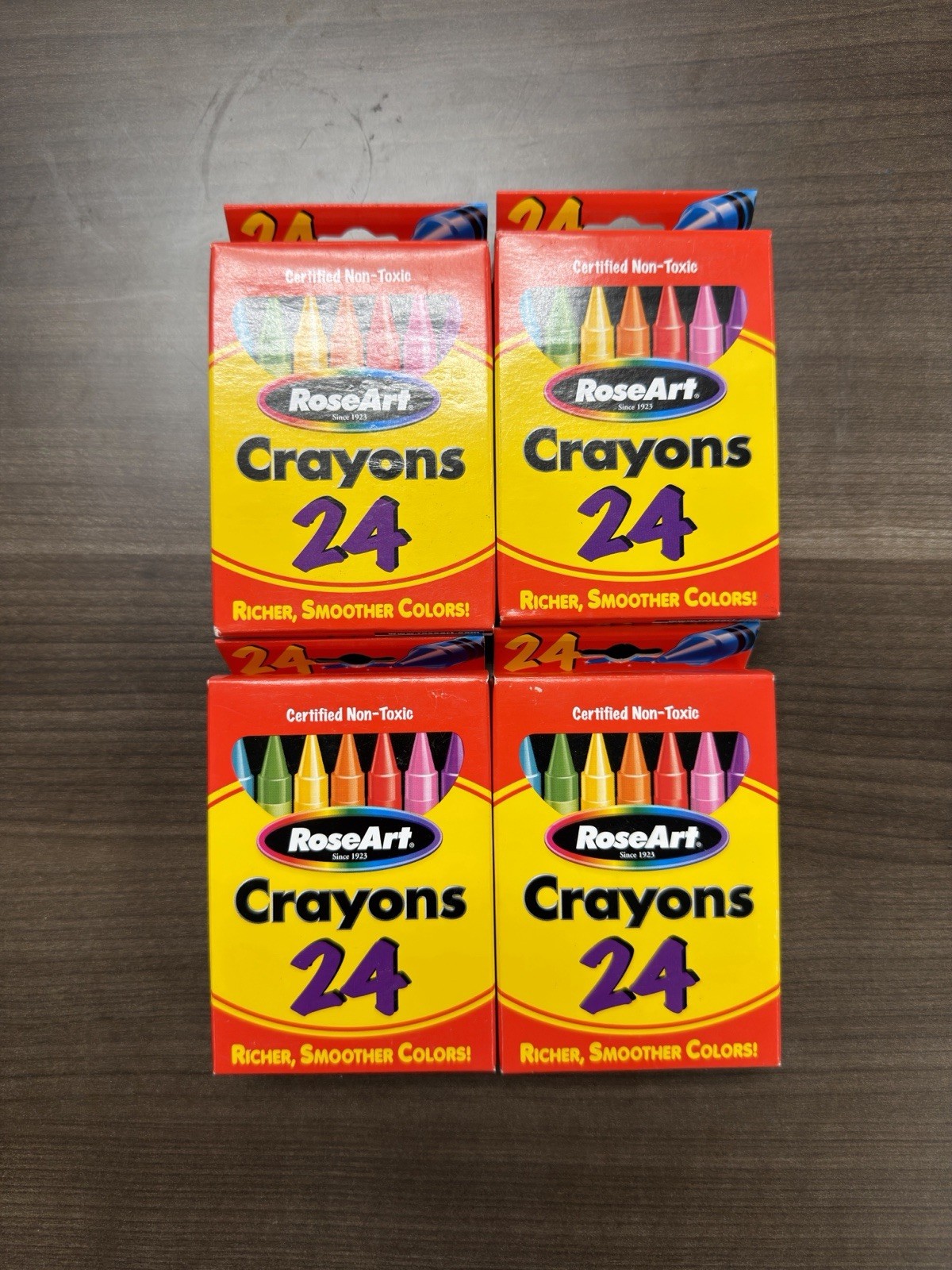 Vintage RoseArt Branded 24 Box Of Crayons NEW LOT (4) 2002 Coloring Kids