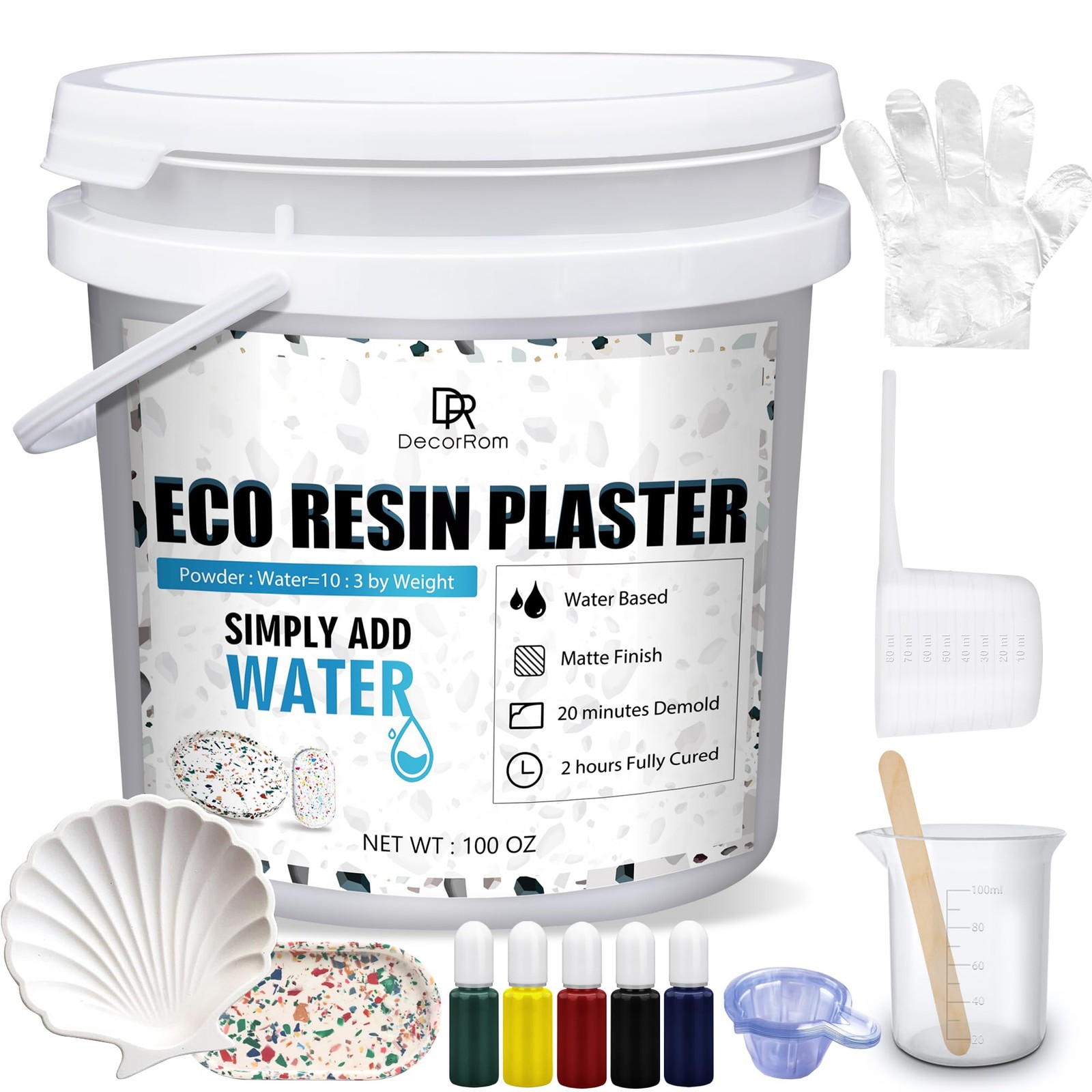 Eco Resin Casting Powder 100oz 2800g Fast Cure Water-Activated 20-30min Demold