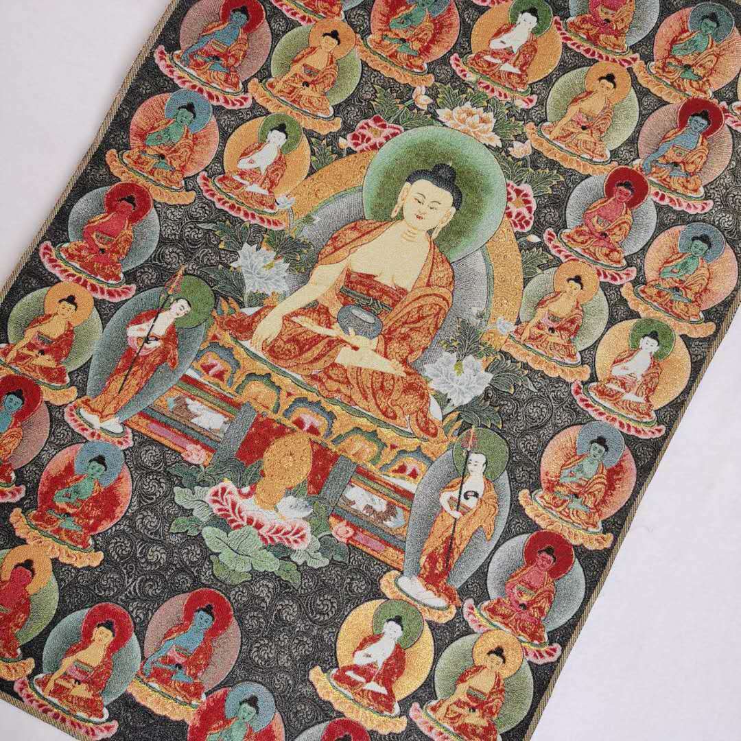 36″Tibet Tibetan Cloth Silk Buddhism 10000 Buddha Tathagata Tangka Thangka 265