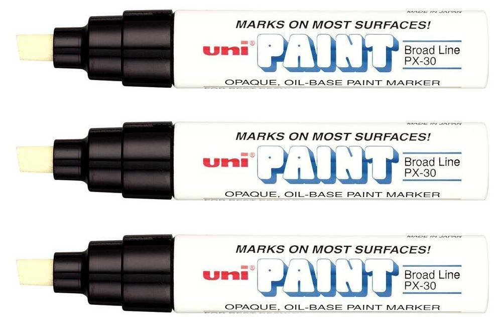 Uni-Paint 63731 PX-30 Oil-Based Permanent Marker, Bold Line, Black, 3-Pack