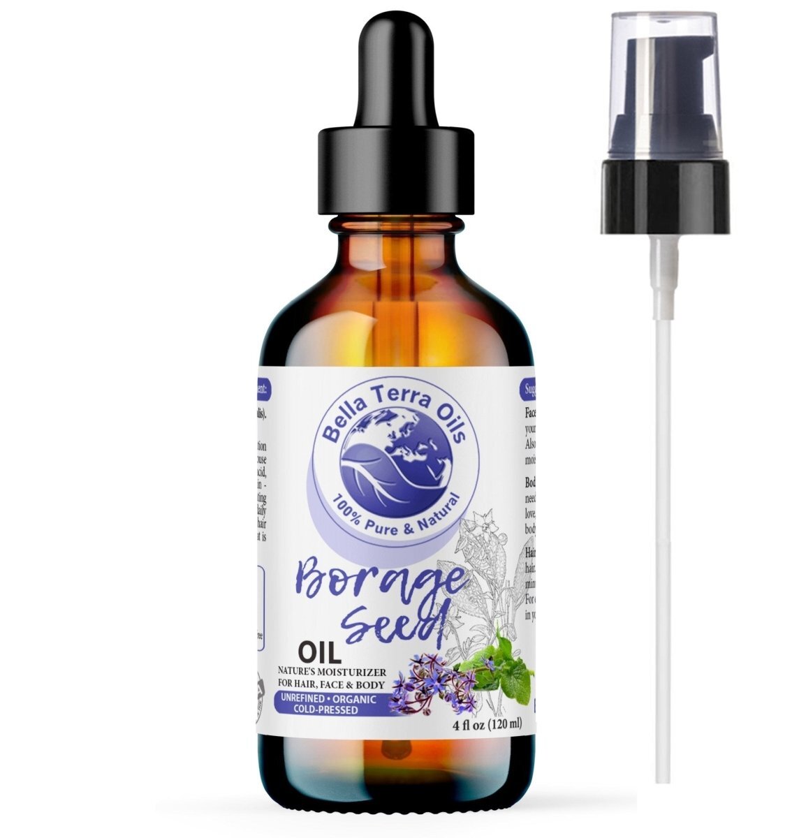 Borage Seed Oil: Cold-Pressed, Pure, Ideal for Skin and Hair Nourishment