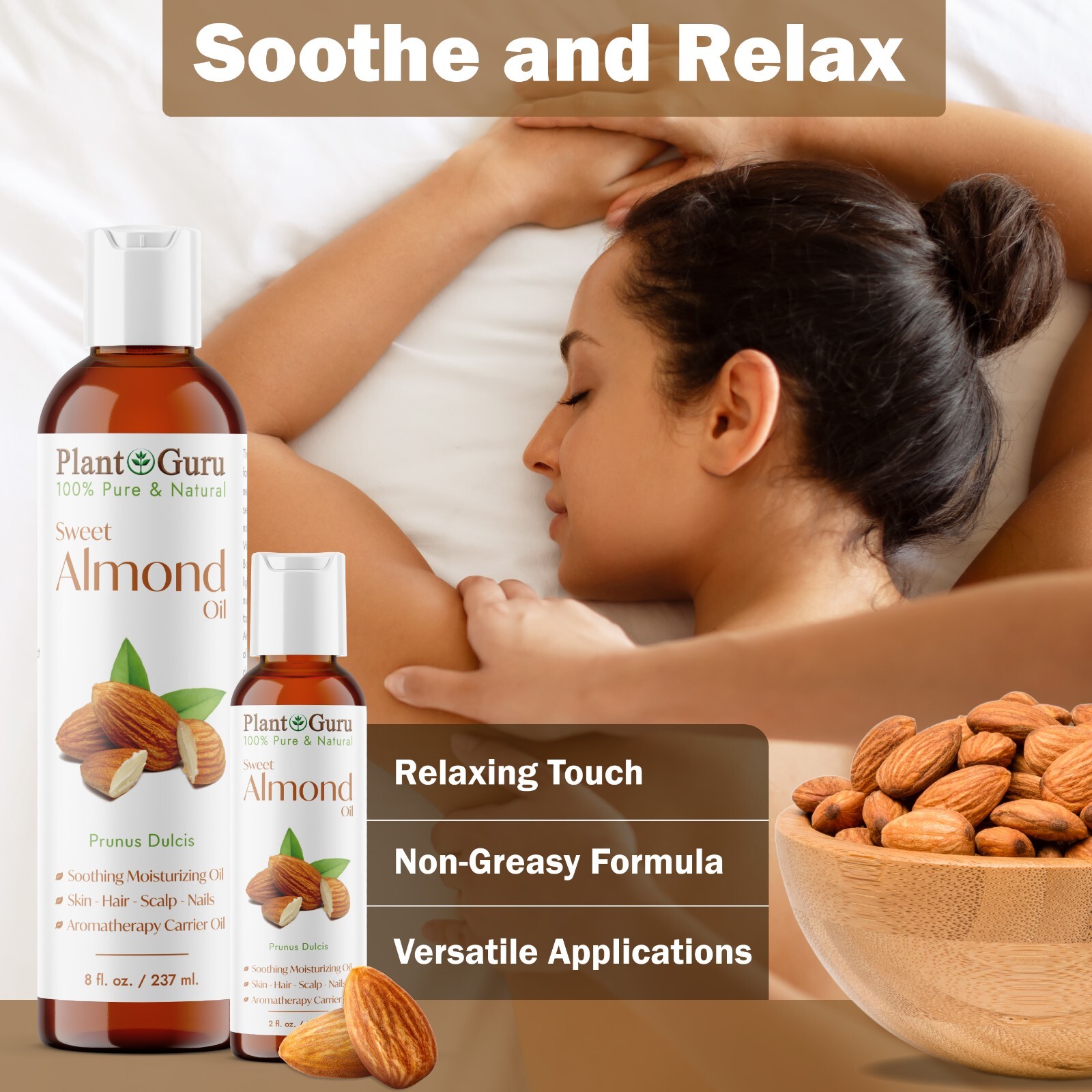 Sweet Almond Oil 8 oz 100% Pure Natural Carrier For Skin, Face, Hair and Massage