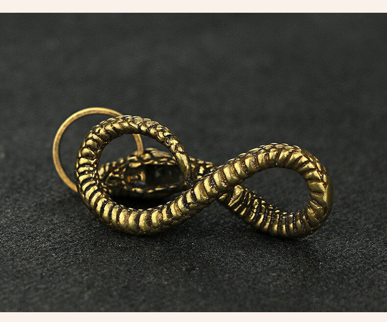 Handmade Copper Retro Twelve Zodiac Plate Snake Belt Hanging Keychain Hook Gift