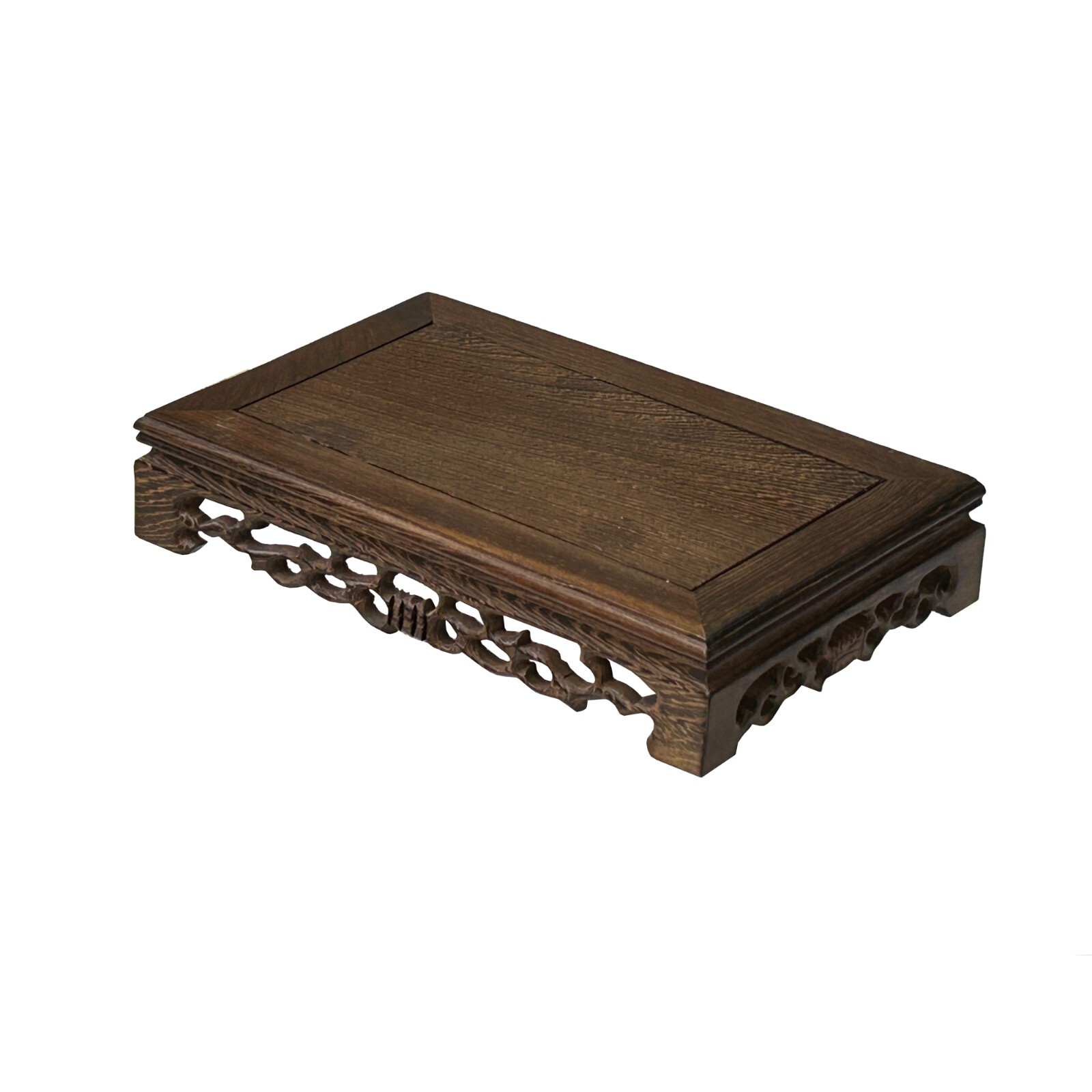 7.5″ Light Brown Feather Pattern Rectangular Wood Display Stand Riser ws4227