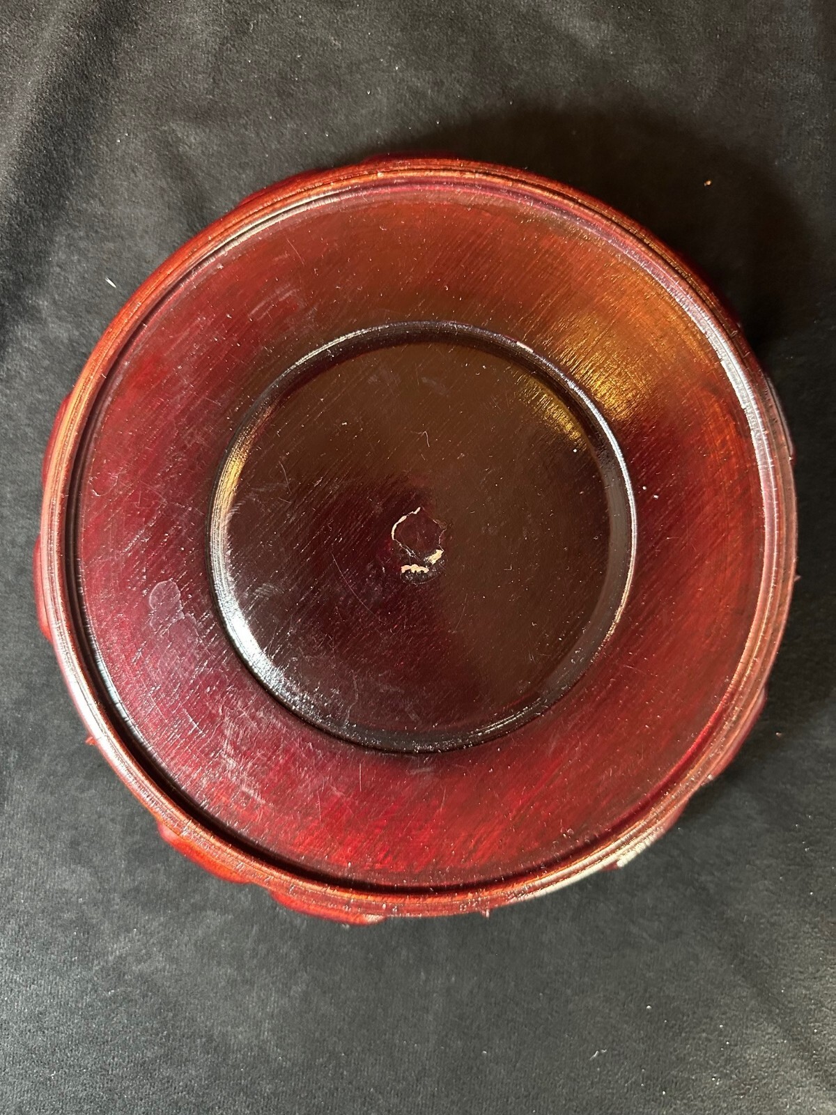 Chinese Carved Articulated Round Rosewood Vase Stand Base 9 In.