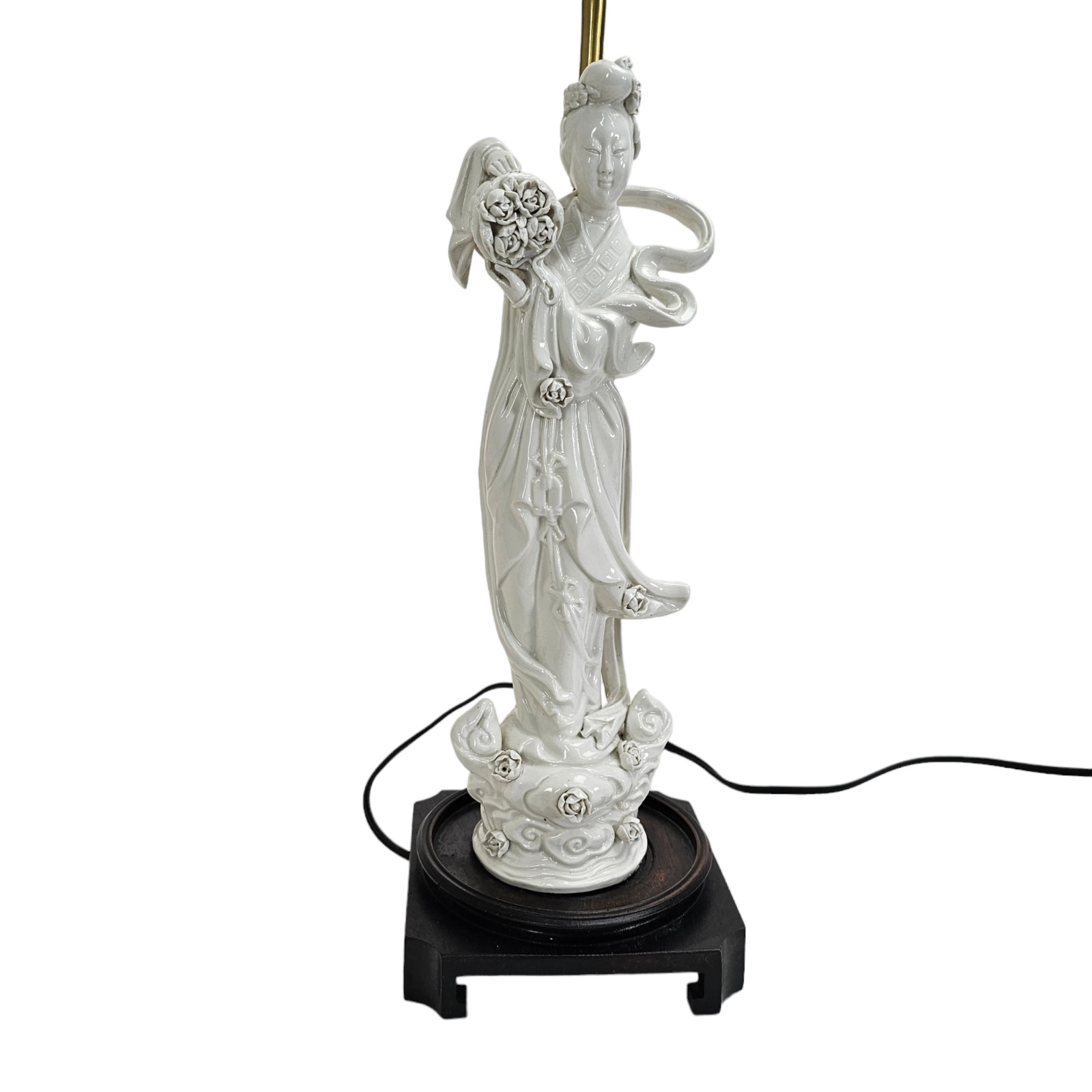 Vintage Chinese Blanc De Chine Porcelain Guanyin Kwanyin Figurine Lamp