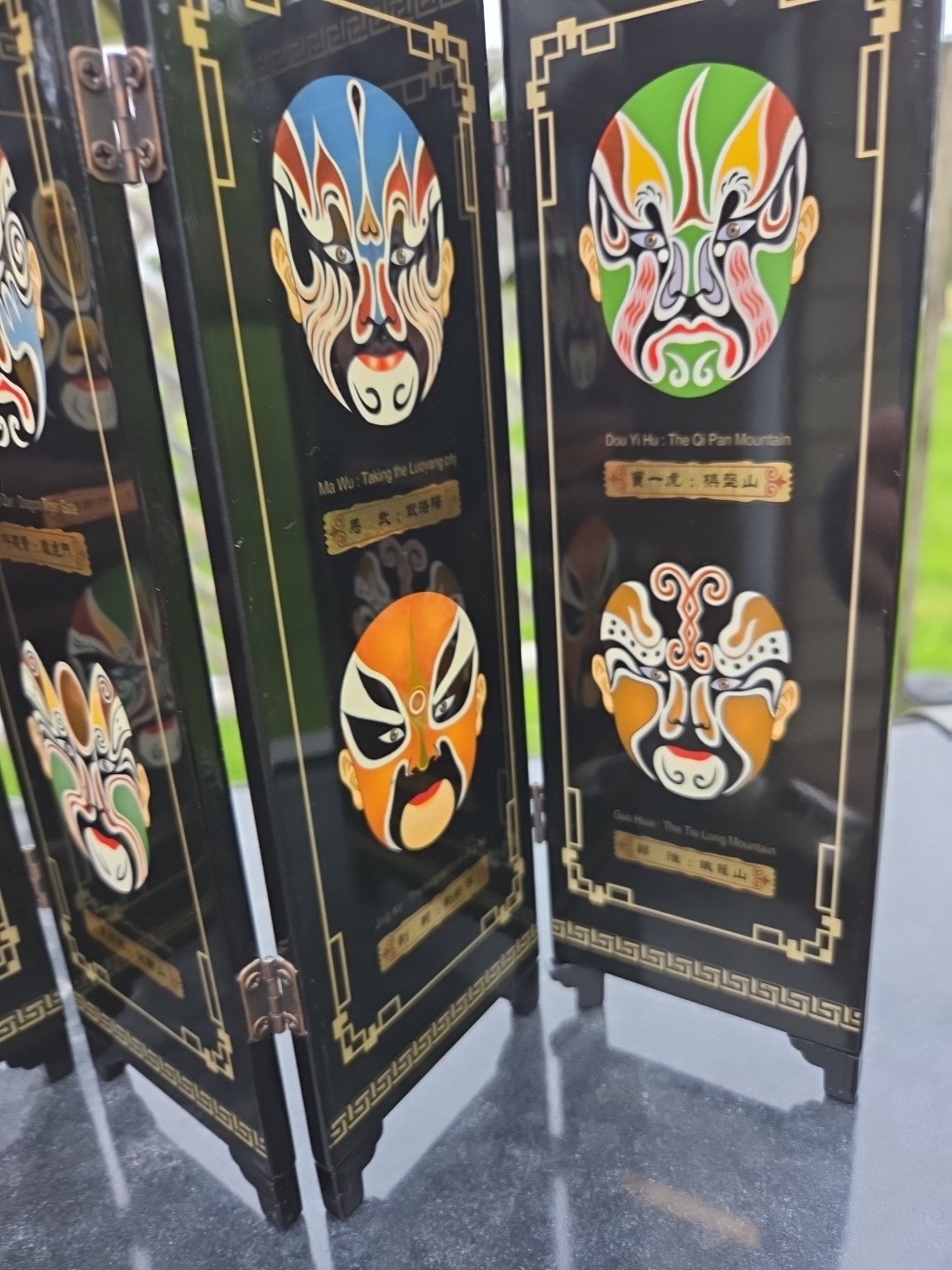 Chinese Mini 6 Panel Folding Screen Facial Makeup of Peking Opera Masks 18″ Asia