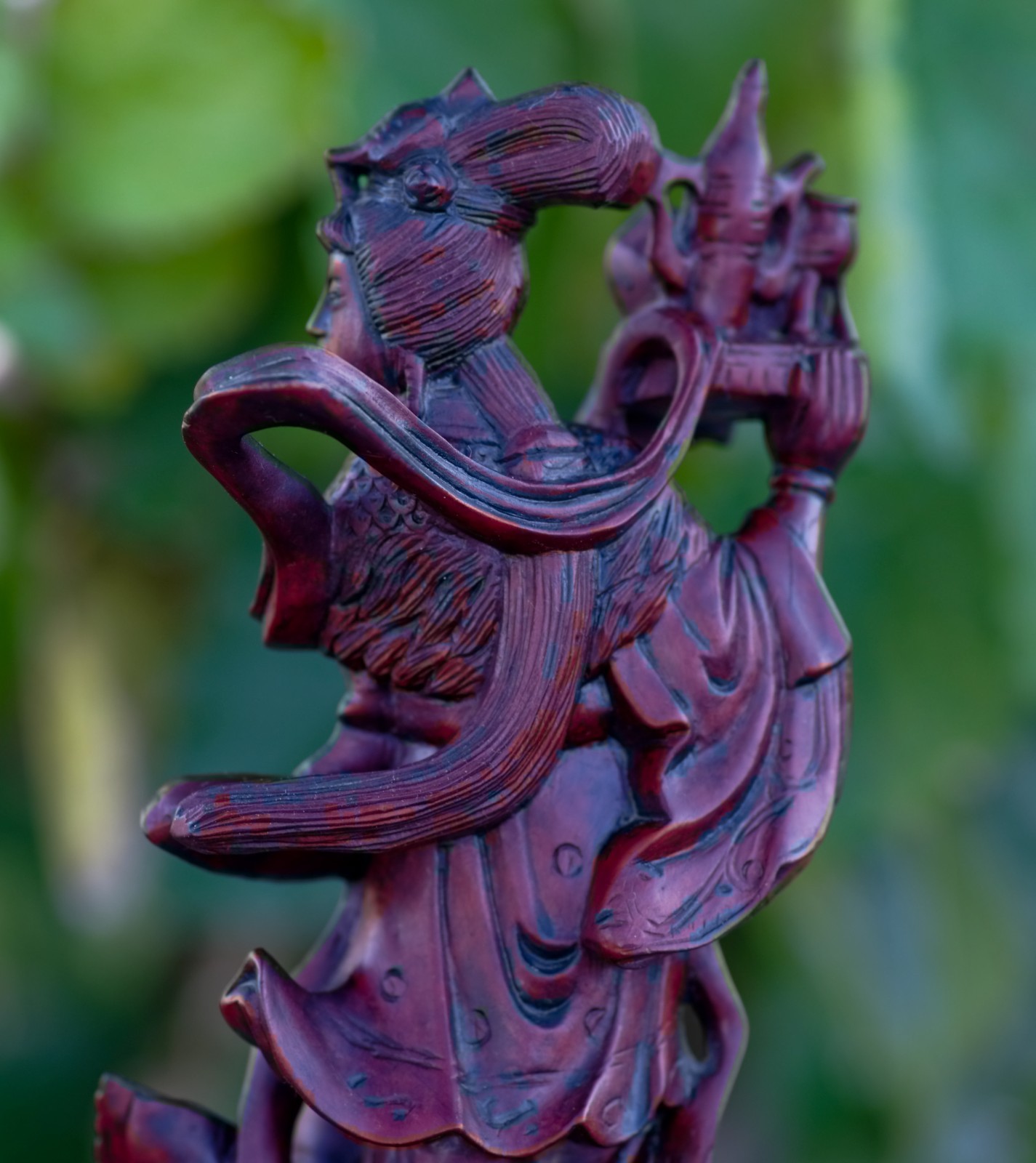 Boxwood Hand Carved Quan Yin Phoenix China 1950’s MAGNIFICENT SKILLFULL ART!