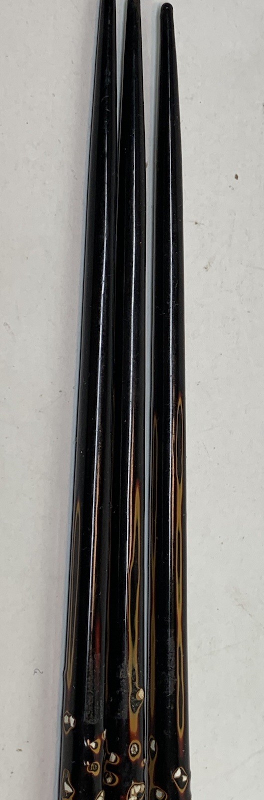 Vintage Japanese Wakasa Laquer Chopsticks Set Plus 1 Mother Of Pearl Inlay