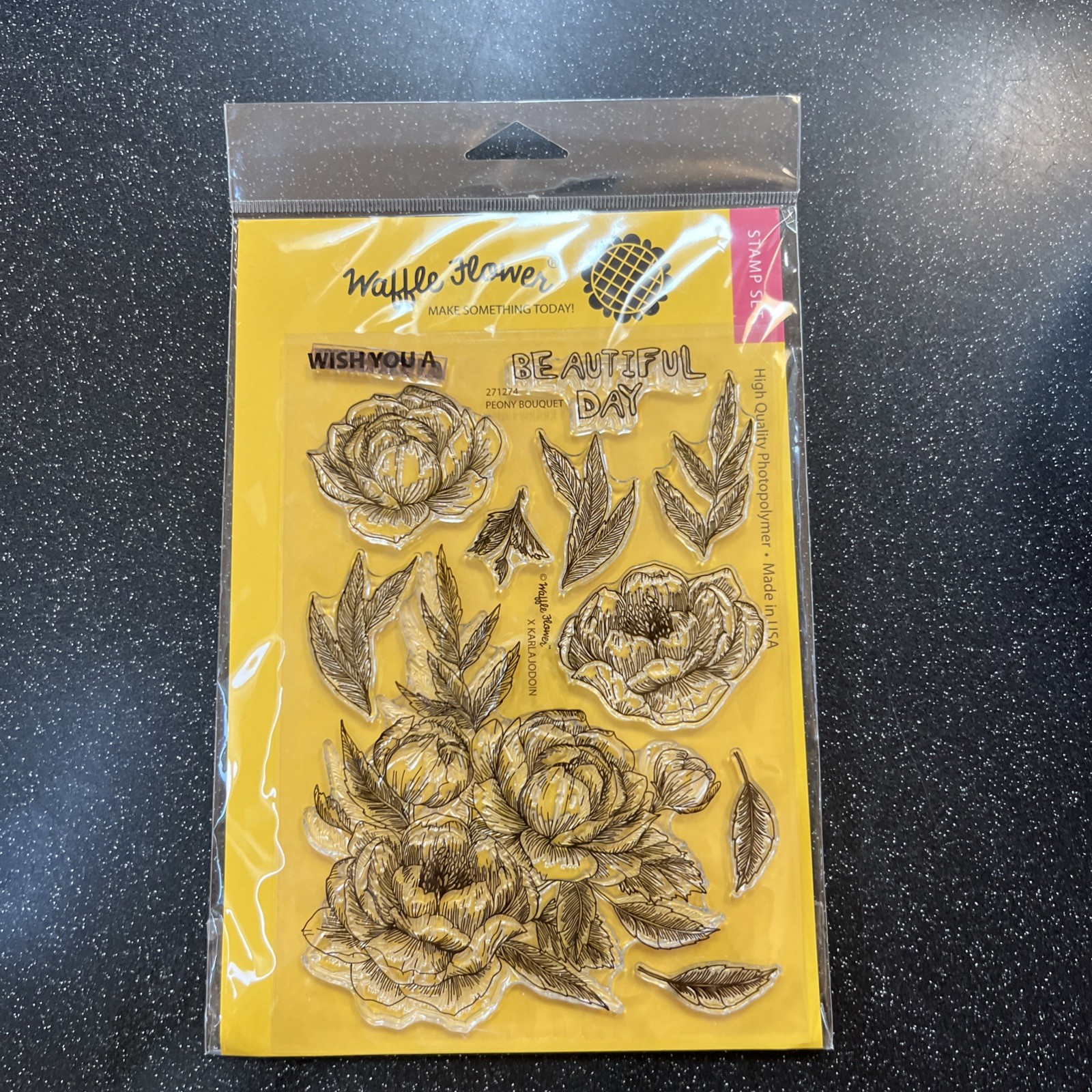 Waffle Flower Peony Bouquet Clear Stamp Set-No Longer Available