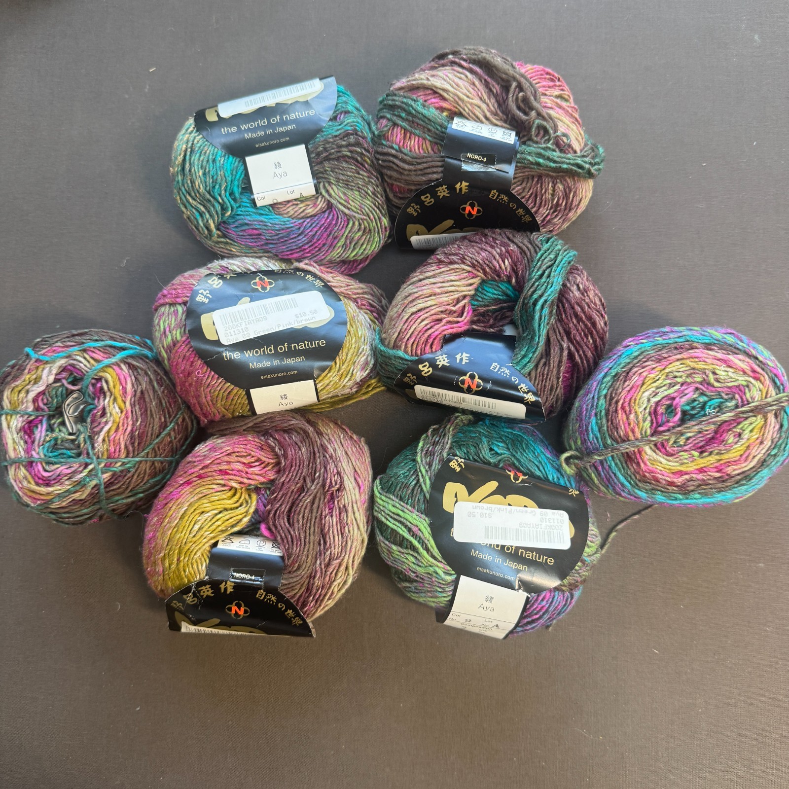 NORO AYA YARN – 8 Balls Cotton/Silk/Wool 147 yds ea – 9 A