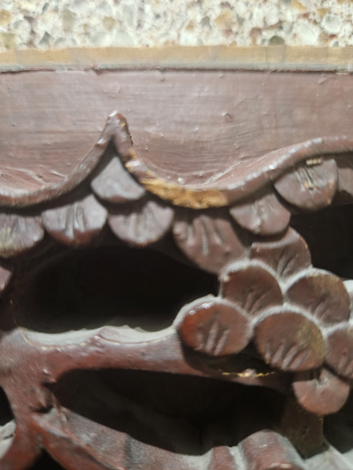 Antique Hand Carving Wood Panel Relief 6×10 From A Temple Or Furniture Antique