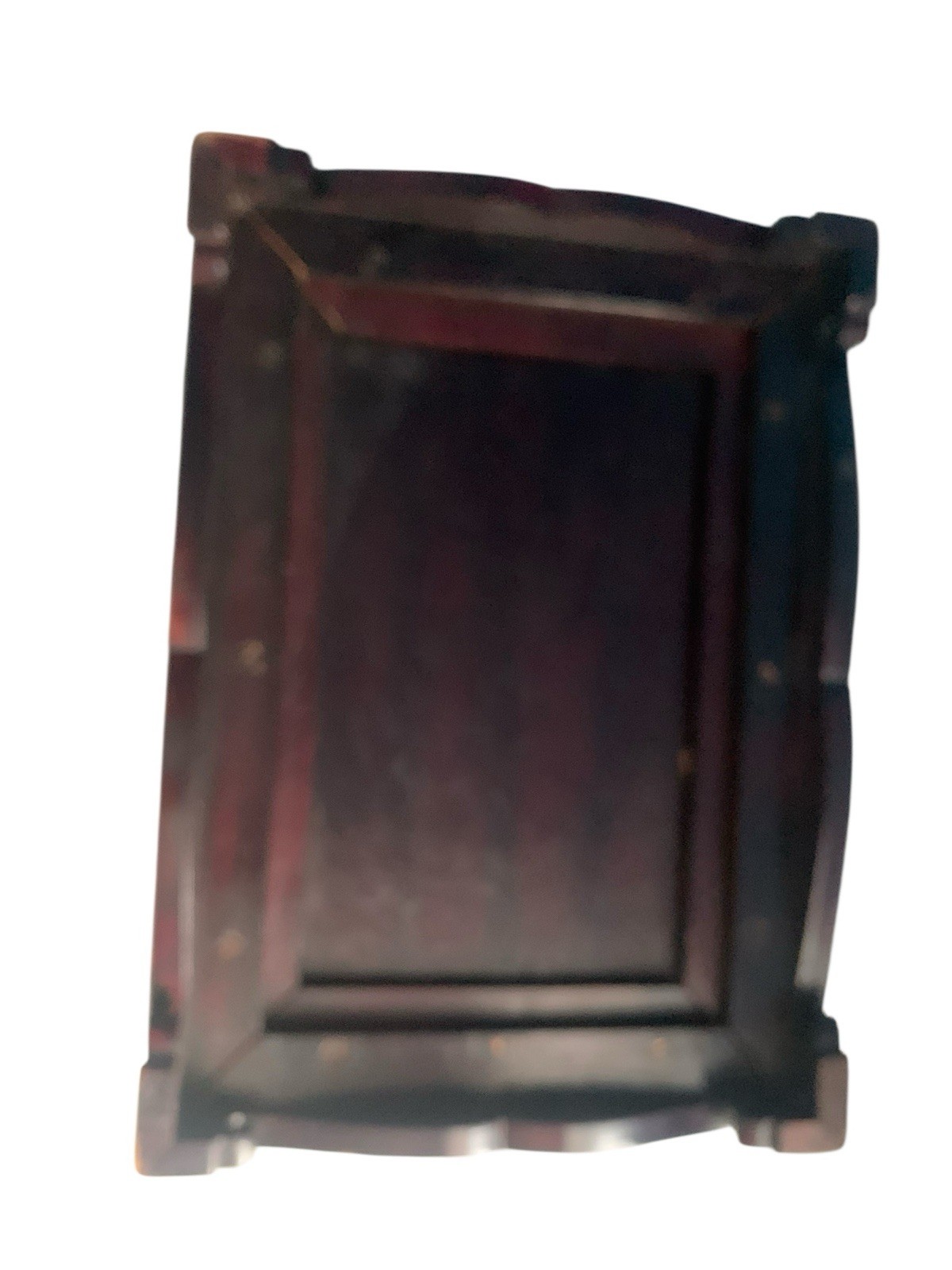 Vintage Asian Chinese Dark Wood Carved Display Vase Stand Rectangle 9″