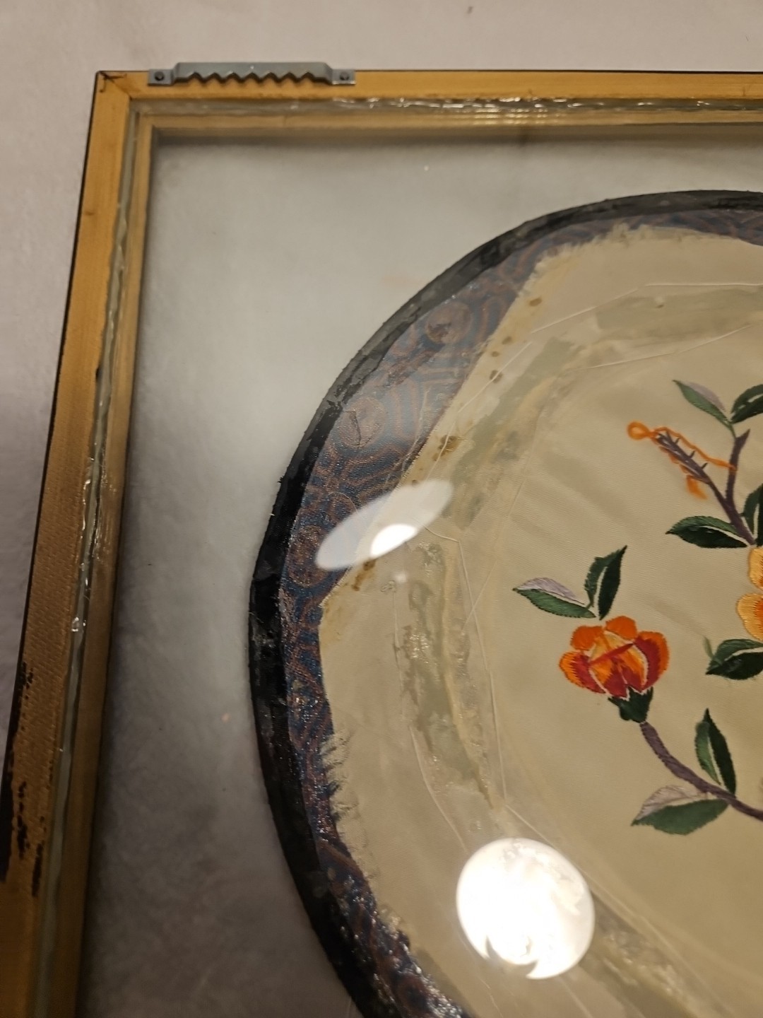 Vintage Bamboo Floating Framed Silk Embroidery Art Panel China 14 X 14 In