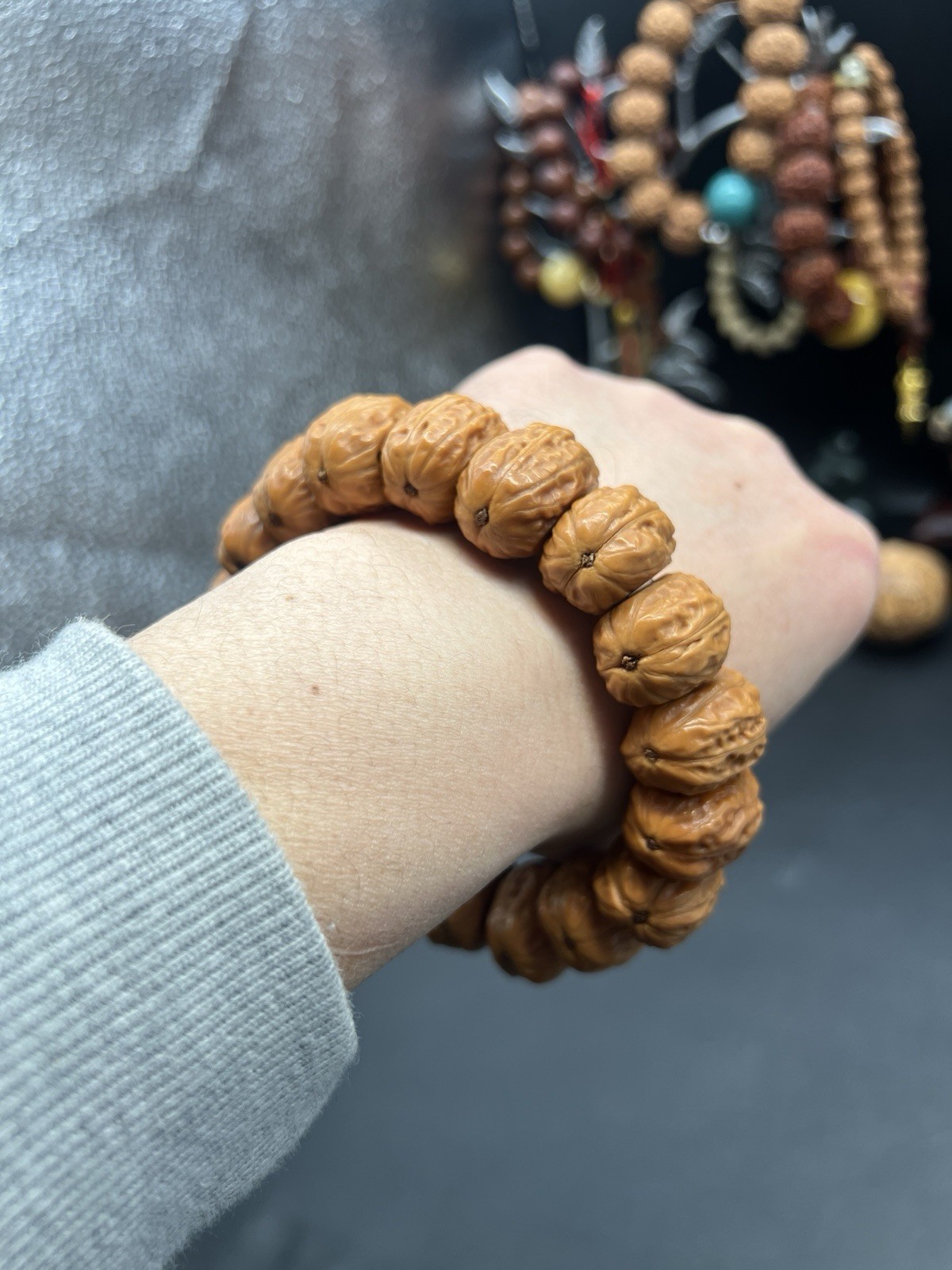 19×25mm Chinese Small Walnut Bracelet Collection纯野生小秋子侧切霸气大手牌手串