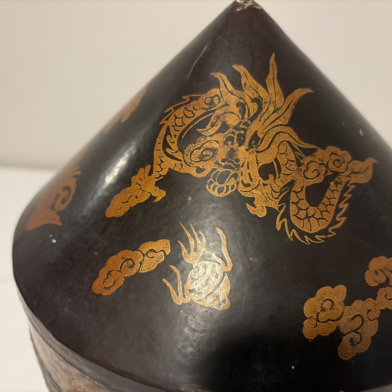 Oriental Vintage Lacquer Wooden Caddy Dresser Case Set Dragons