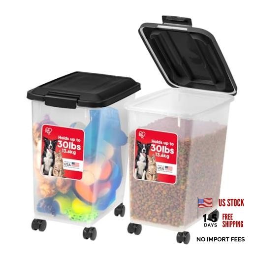 Dog Food Storage Container, 2 Pack, Up to 30 lbs Each, 30 lbs – 2 Pack Black