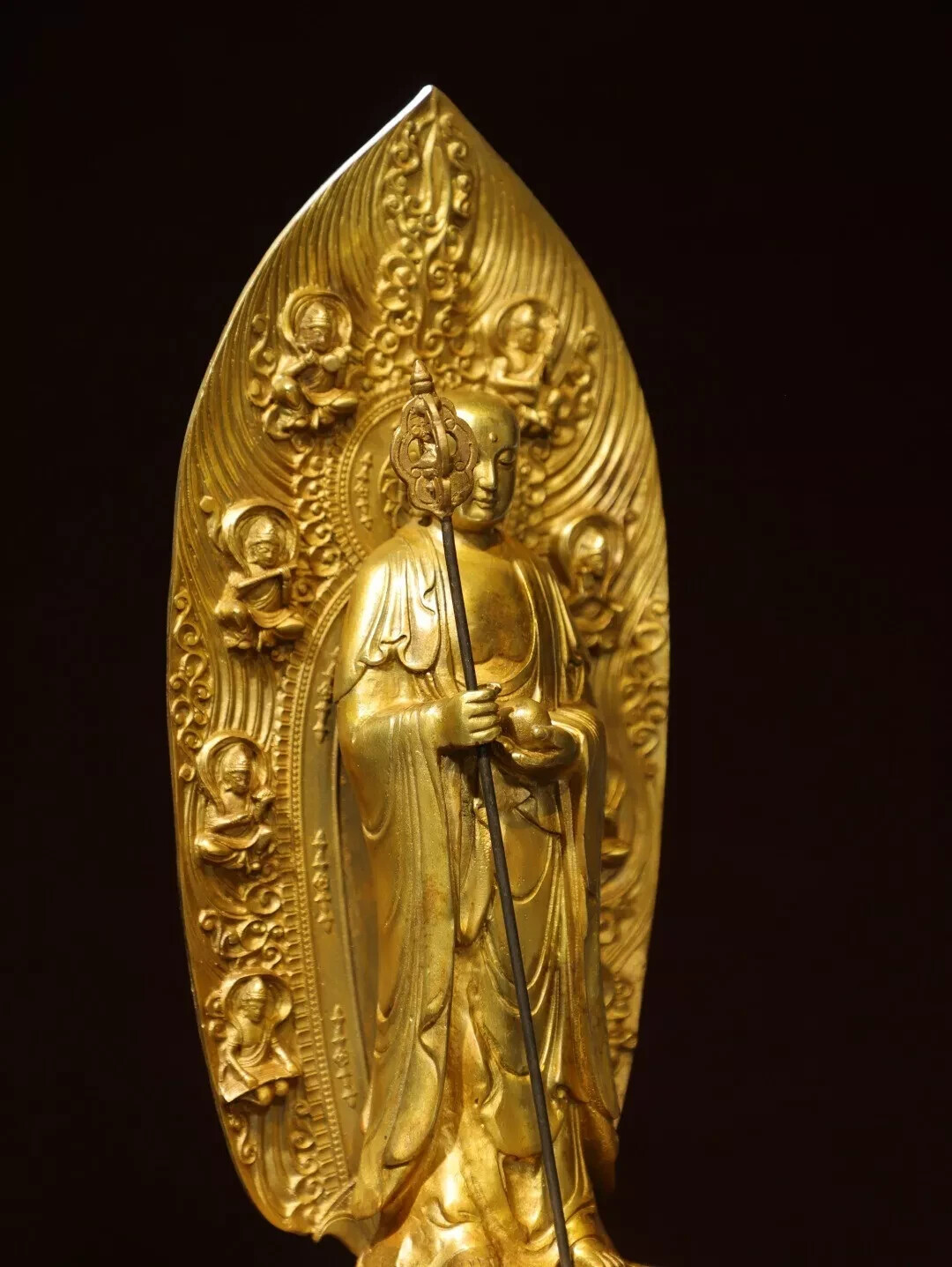 Fengshui old chinese copper Bronze gilded Buddha statue of the King of Tibet