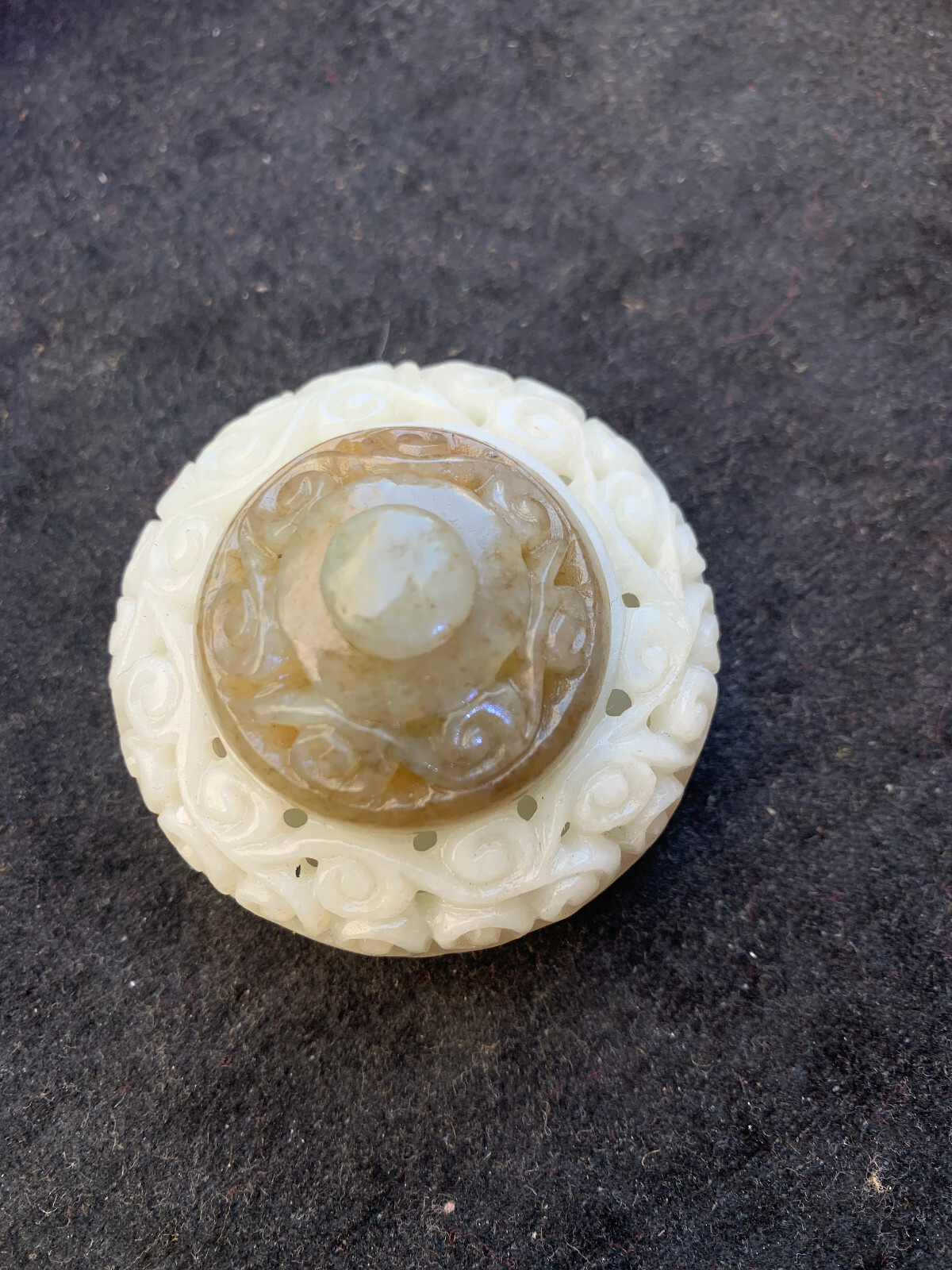 Wonderful Chinese HeTian White Jade Hand Made Hollowing Little Incense Burner