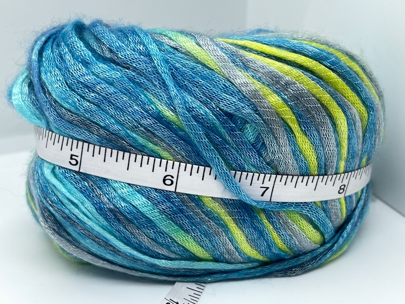Rockabilly Color #66220 Ice Yarns Turquoise Silver Green Fuzzy Soft Shiny 50gram
