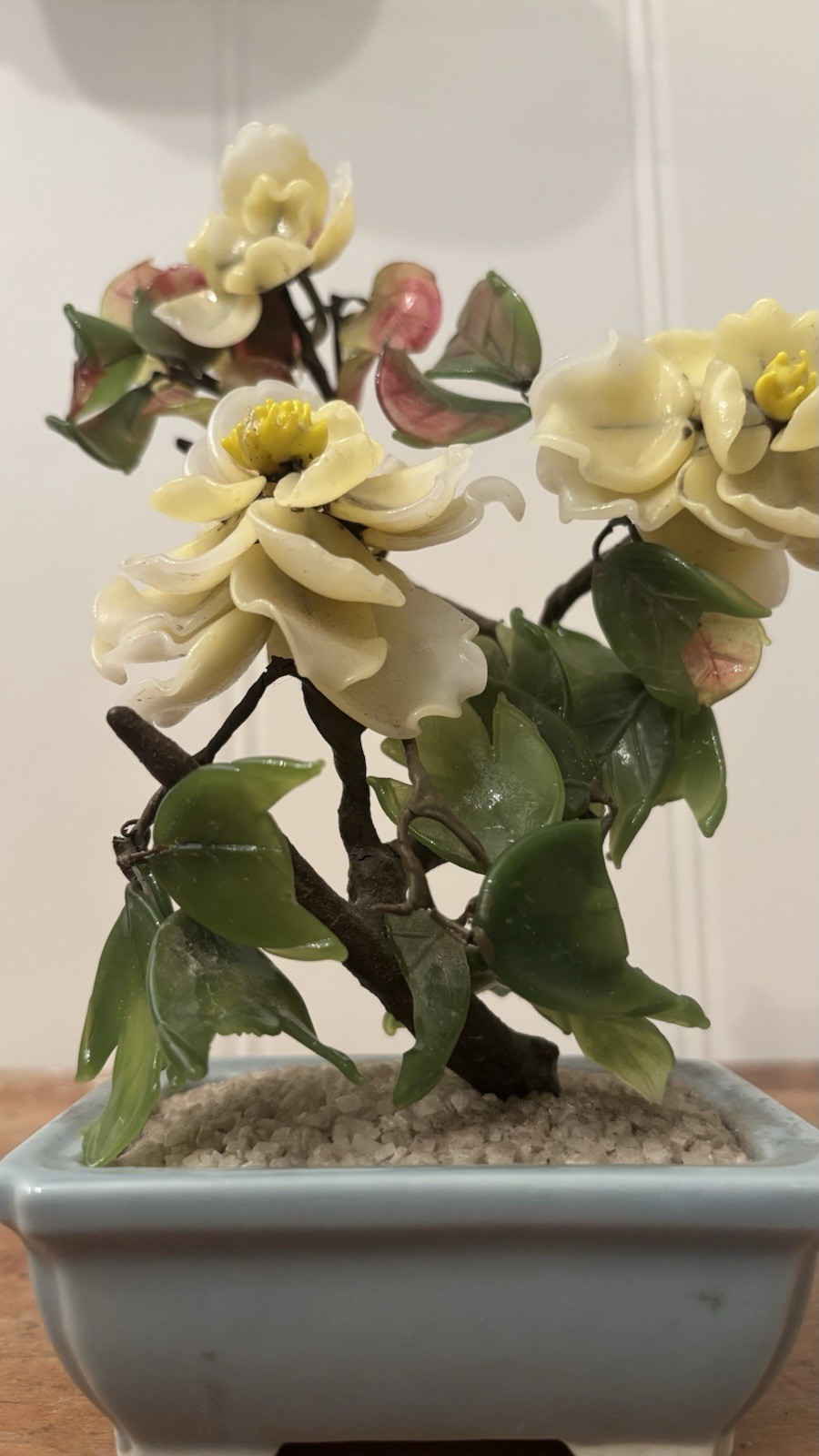 Vintage Made In Japan Glass Bonsai Tree In Bloom