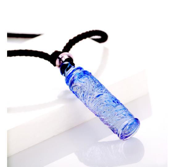 Chinese Coloured Glaze Carving Animal Phoenix Amulet Purple Blue Colour Pendant