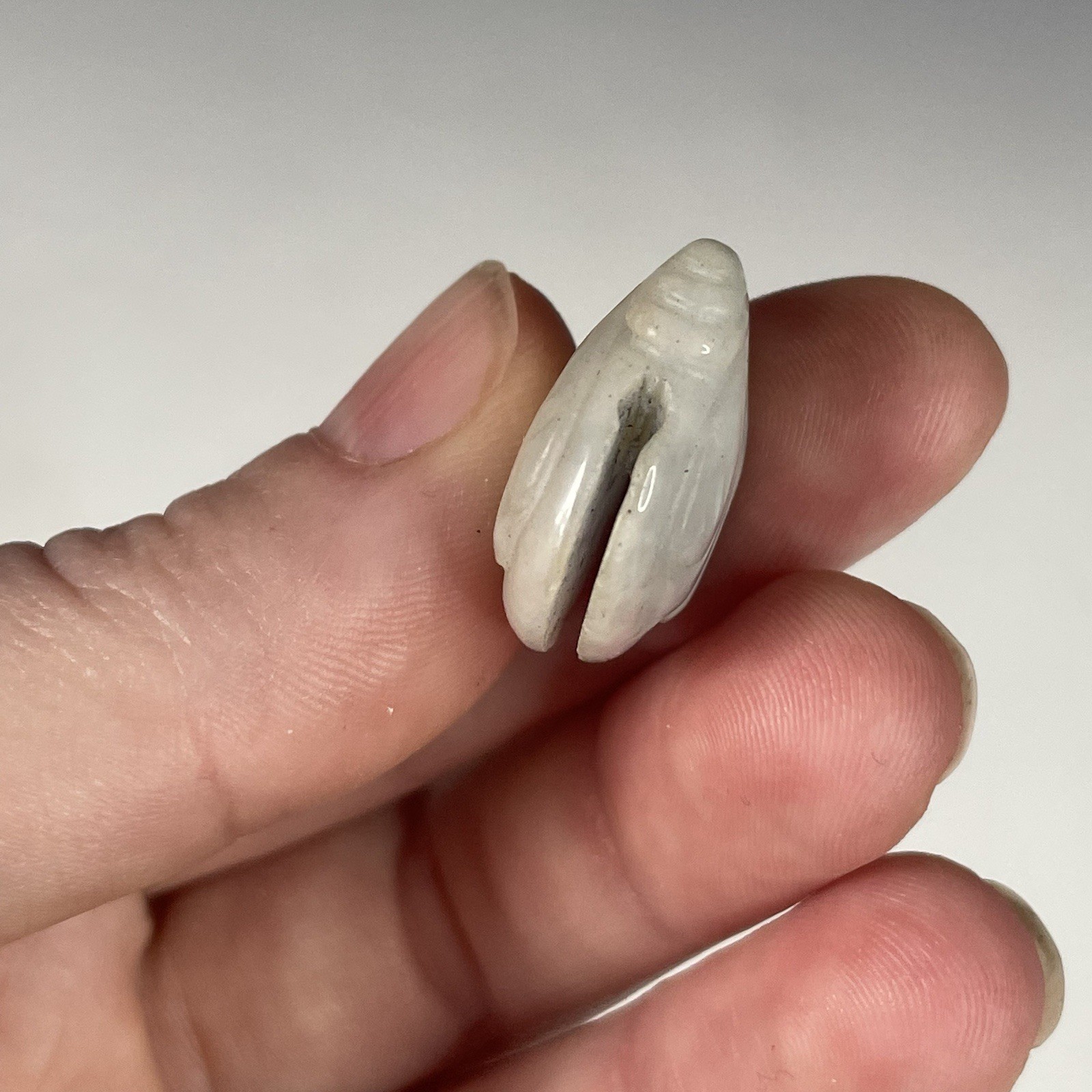 20th C. Chinese Hand Carved Jade Netsuke Pendant w/ Slit Jewelry Asian Art