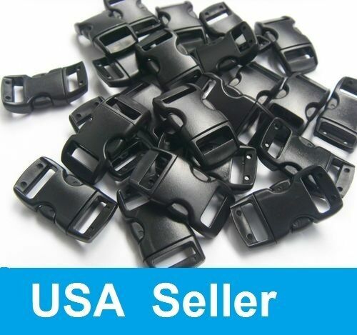 100 1000 3/8″ curved Side Release Buckles Black Webbing Straps For Paracord