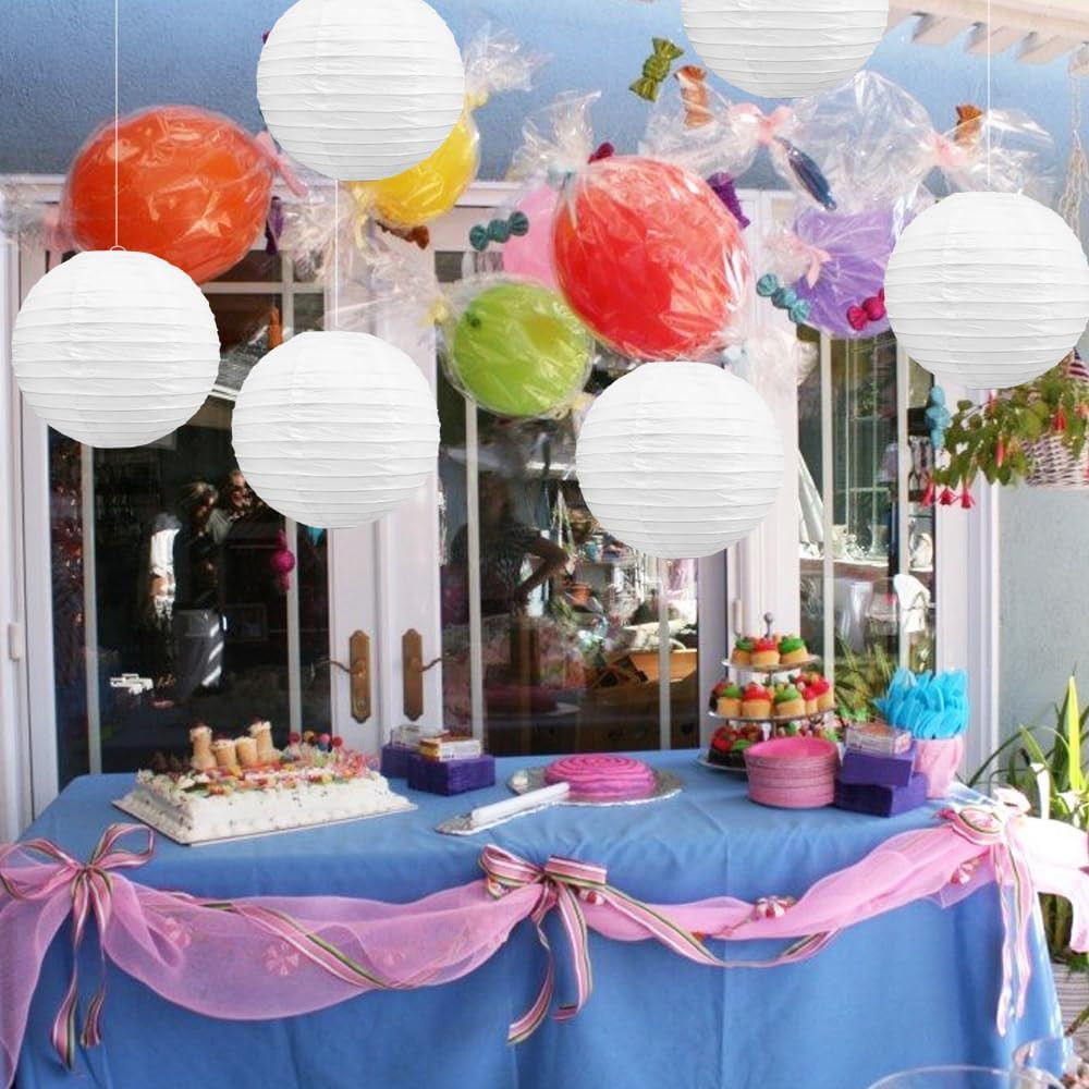 10-Inch White Paper Lanterns Decorative Chinese/Japanese Hanging round Paper Lan