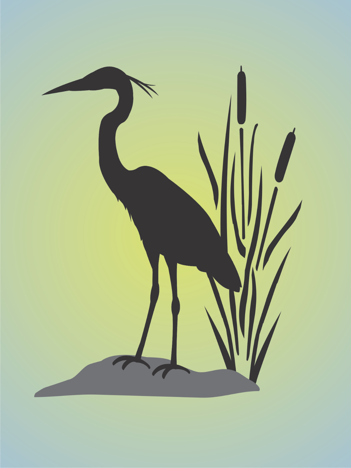 Stencils by Joanie Great Blue Heron Wetland Marsh Bird Cattail Cabin DIY Signs